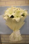 5 White Lilies Bunch
