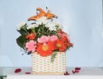Colorful Mixed Flowers Basket
