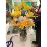 Mixed Flowers in Cylinder Vase