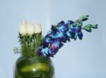 White Roses and Orchids Vase Arrangement