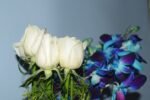 White Roses and Orchids Vase Arrangement - Image 2