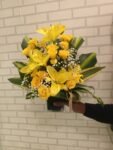 Yellow Lilies and Rose in Vase - Image 2