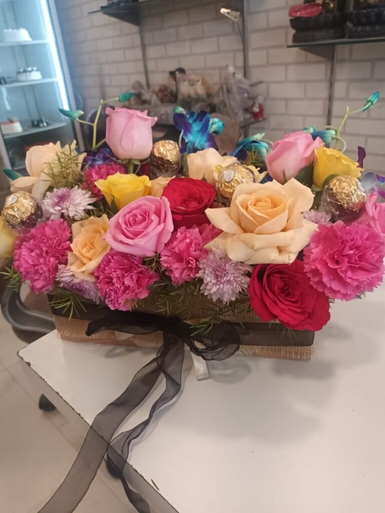 Flowers and Chocolate Arrangement
