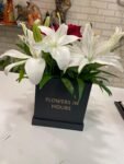 Box of 4 White Lilies and 6 Red Roses