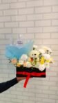 Mixed Flowers Teddy Balloon Basket