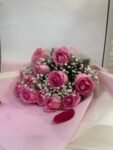 12 Pink Roses Bunch - Image 3