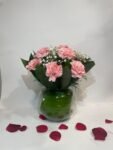 10 Pink Carnations in Fish Bowl