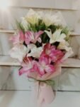 6 Mix White and Pink Lilies Bouquet