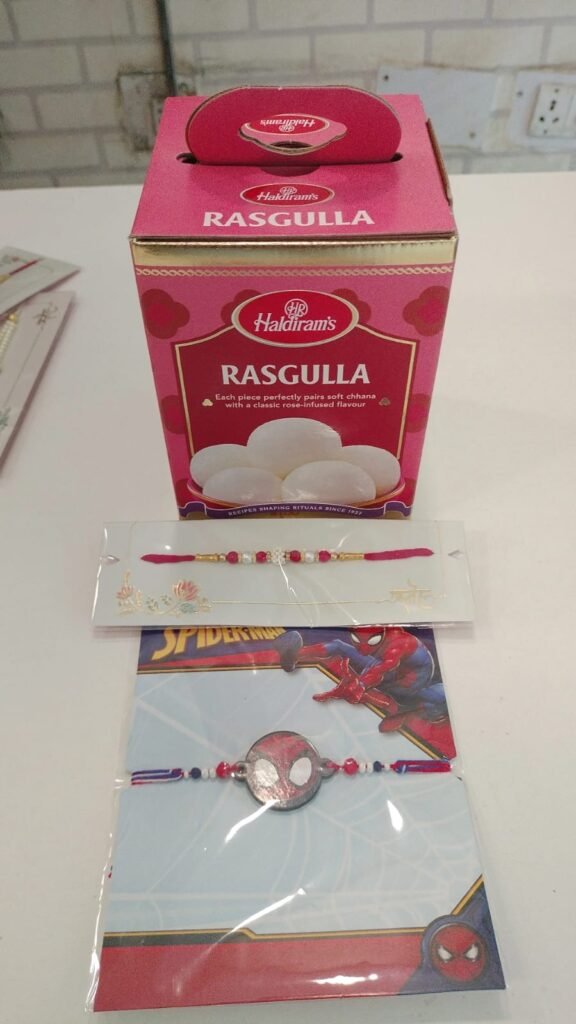 Rakhi and Haldiram's Rasgulla Box